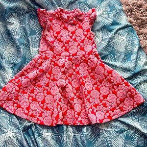 Girls Janie and Jack ruffled sleeveless red white flower pattern dress size 4